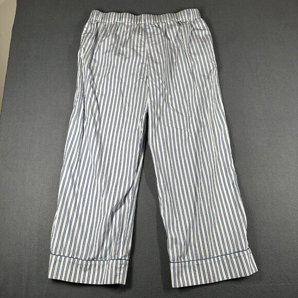 Lake L Poplin Chloe Pajama Set Seaport Shoreline Stripe Blue White 2 Pc Cotton - Picture 15 of 15